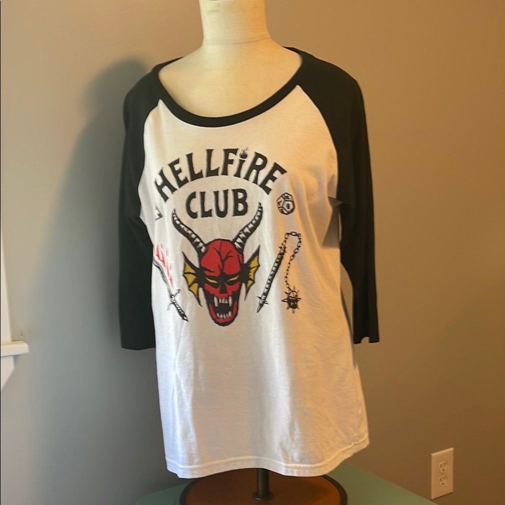 Netflix Stranger Things Hellfire Black and White Logo T-Shirt